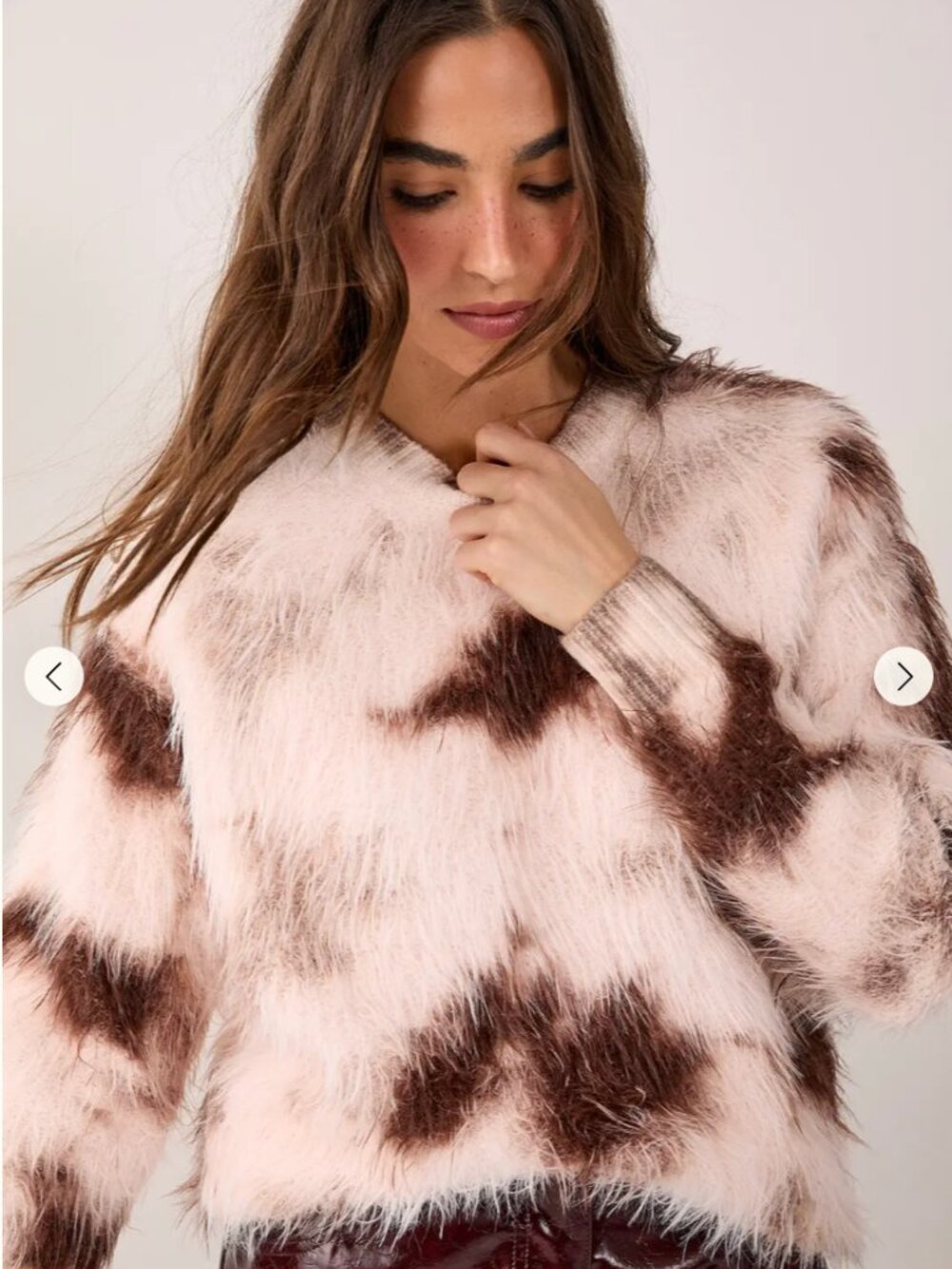 NWT Nasty Gal Fluffy Tie Dye Jumper Cream, Small - Picture 3 of 6